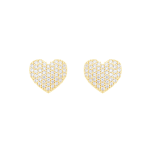 Brinco em Ouro 18K Coração Pavê com Zircônias  - AU11104