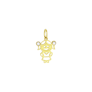 Pingente em Ouro 18K Menina com Zircônias - AU11176