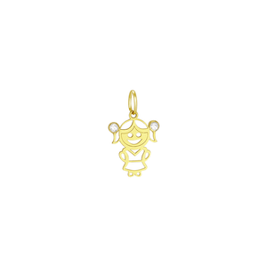 Pingente em Ouro 18K Menina com Zircônias - AU1987