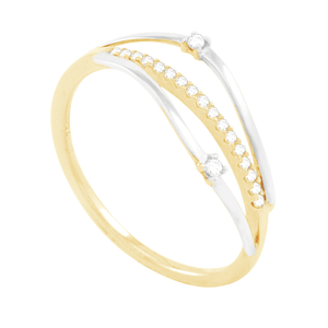 Anel em Ouro em 18K Dois Tons com Diamantes - AU1315