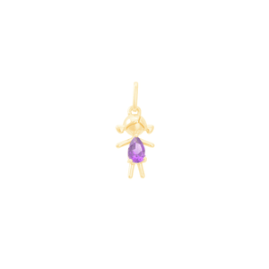 Pingente Ouro 18K Menina Ametista - AU11216