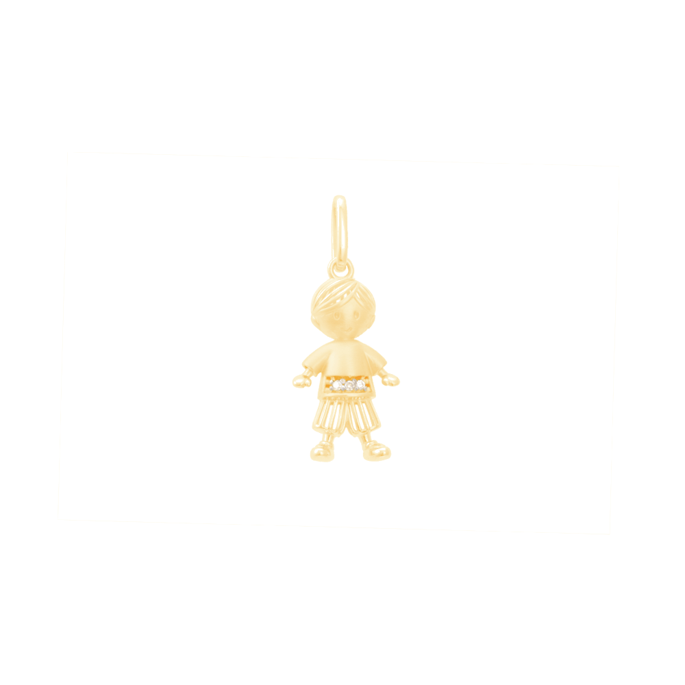 Pingente Ouro 18K Menino com Diamantes - AU11217 - Bruna Tessaro Joias