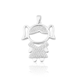 Pingente em Prata 925 Menina com Zircônias - PL16549