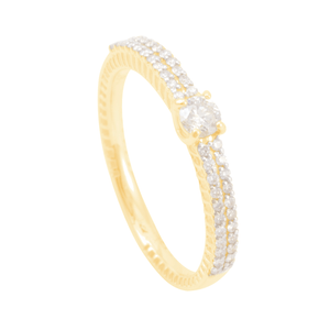 Anel Ouro 18K Solitário com Diamantes - AU11265