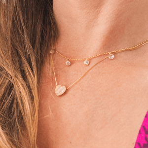 Gargantilha em Ouro 18K Coração Pavê com Zircônias - AU11013