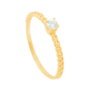Anel Ouro 18K Solitário Zircônia - AU11321