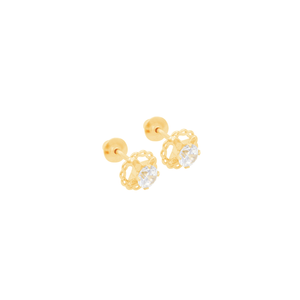 Brinco Infantil em Ouro 18K Vazado com Zircônia - AU11404