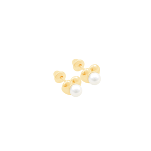 Brinco Infantil em Ouro 18K Coração com Pérola - AU11423