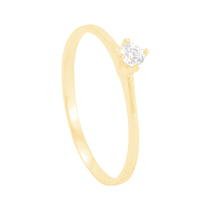 Anel Solitário em Ouro 18K com Zircônia - AU11468