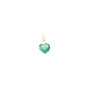 Pingente Ouro 18K Coração Zircônia Verde - AU11507