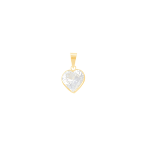 Pingente Ouro 18K Coração Zircônia White - AU11504