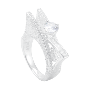 Anel em Prata 925 Zircônia com Detalhes - PL16841