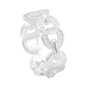 Anel em Prata 925 Elos com Zircônias - PL17020