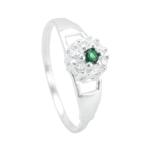 Anel Formatura em Prata 925 com Zircônias White e Verde - PL16921
