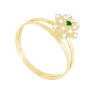 Anel Formatura em Ouro 18K Zircônia Esmeralda - AU11250