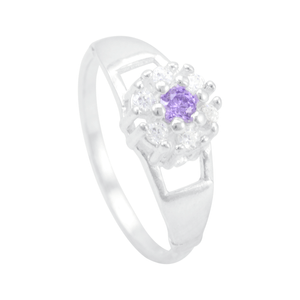 Anel Formatura em Prata 925 com Zircônias White e Lilás - PL16920