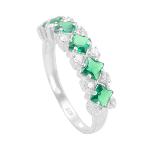 Anel Prata 925 Zircônias Verdes - PL17051