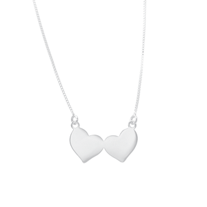 Colar em Prata 925 Coração Duplo - PL16938