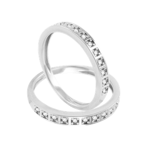 Aparador de Alianças em Ouro Branco com Diamantes - AU11534