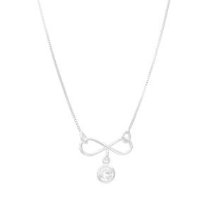 Colar Prata 925 Infinito e Ponto de Luz - PL16970