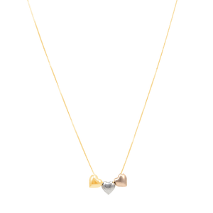 Colar em Ouro 18K Três Corações - AU11542