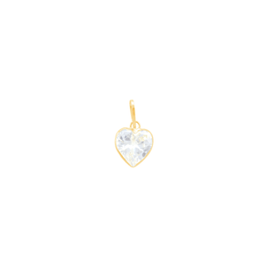 Pingente em Ouro 18K Coração 6MM Zircônia White - AU11567