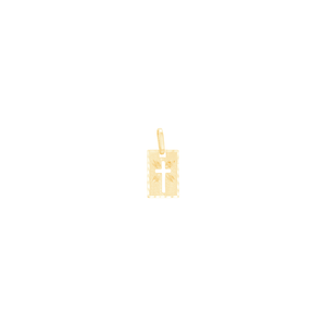 Pingente em Ouro 18K Placa com Cruz - AU11622