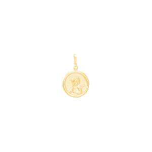 Pingente em Ouro 18K Placa com Anjo da Guarda - AU11628