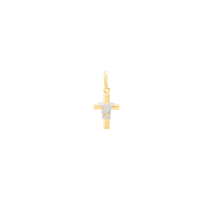 Cruz em Ouro 18K com Detalhe em Ouro Branco 18K - AU11601