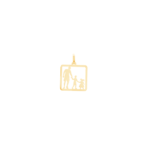 Pingente em Ouro 18K Pai com Menino e Menina - AU11641