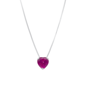 Colar em Prata 925 Coração Rosa - PL17506