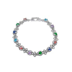 Pulseira em Prata 925 Cristais e Marcassitas - PL17651