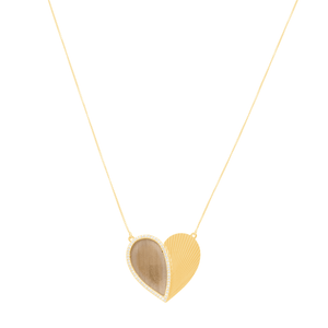 Colar em Ouro 18K Coração Bicolor com Zircônias - AU11739