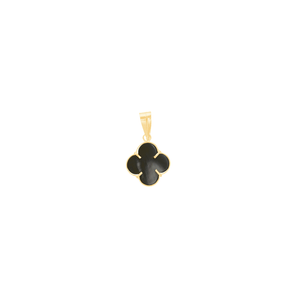 Pingente em Ouro 18K Trevo Ágata Negra M - AU11732
