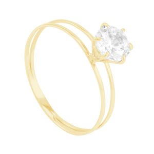 Anel Solitário em Ouro 18K com Zircônia - AU1321