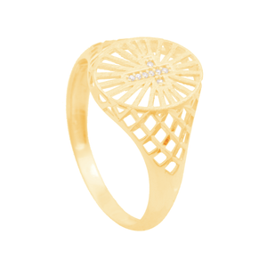 Anel em Ouro 18K 3D Vazado com Cruz - AU11828