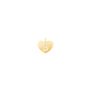 Pingente em Ouro 18K Coração Letra S - AU11860