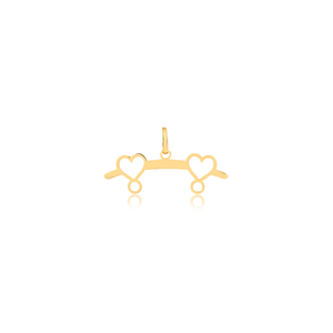 Suporte para Pingente em Ouro Corações Dois Pingentes - AU11899