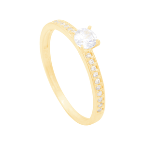 Anel em Ouro 18K Solitário com Zircônias - AU11939