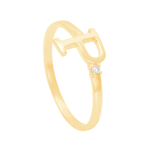 Anel em Ouro 18K Letra P com Zircônia - AU12005