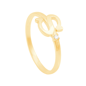 Anel em Ouro 18K Letra S com Zircônia - AU12007