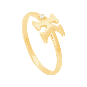 Anel em Ouro 18K Letra K com Zircônia - AU12001