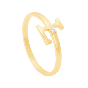 Anel em Ouro 18K Letra L com Zircônia - AU12002