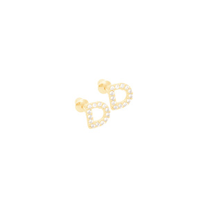 Brinco em Ouro 18K Letra D com Zircônias - AU11711