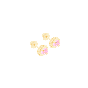 Brinco Infantil em Ouro 18K Rococó com Zircônia - AU11487