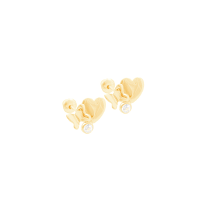 Brinco Infantil em Ouro 18K Borboleta e Coração - AU11395