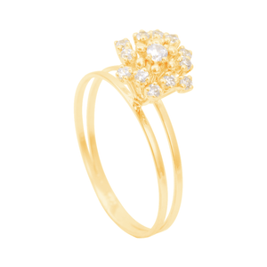 Anel em Ouro 18K Chuveiro com Zircônias - AU12027