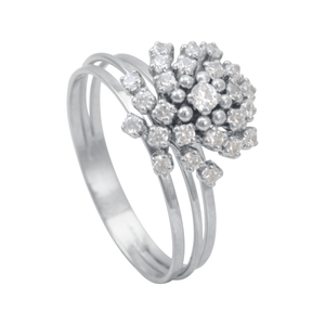Anel em Ouro Branco 18K Chuveiro com Zircônias - AU12028
