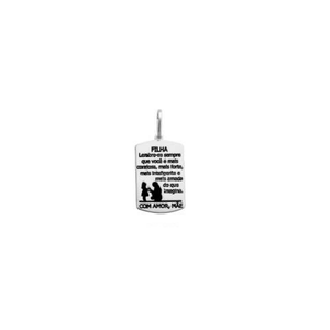 Pingente em Prata 925 Retangular Filha com Mensagem - PL18383