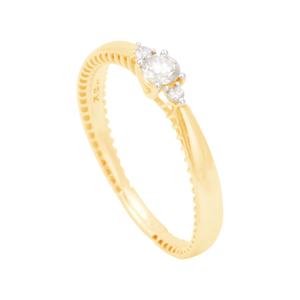 Anel em Ouro 18K Solitário com Diamantes - AU12040
